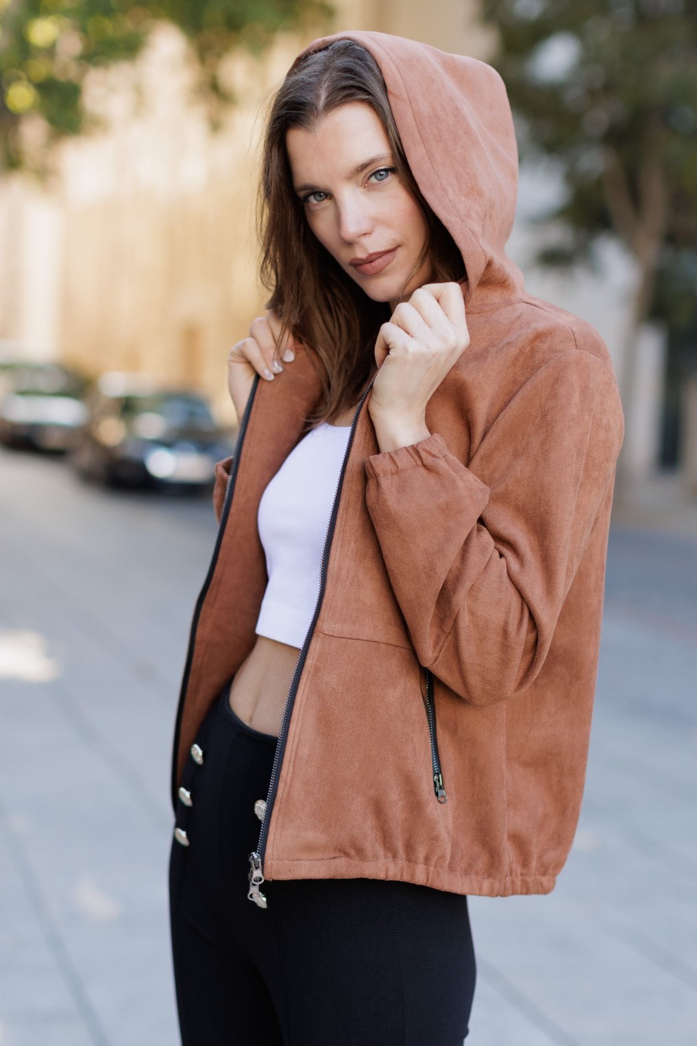 Cazadora bomber efecto ante mujer