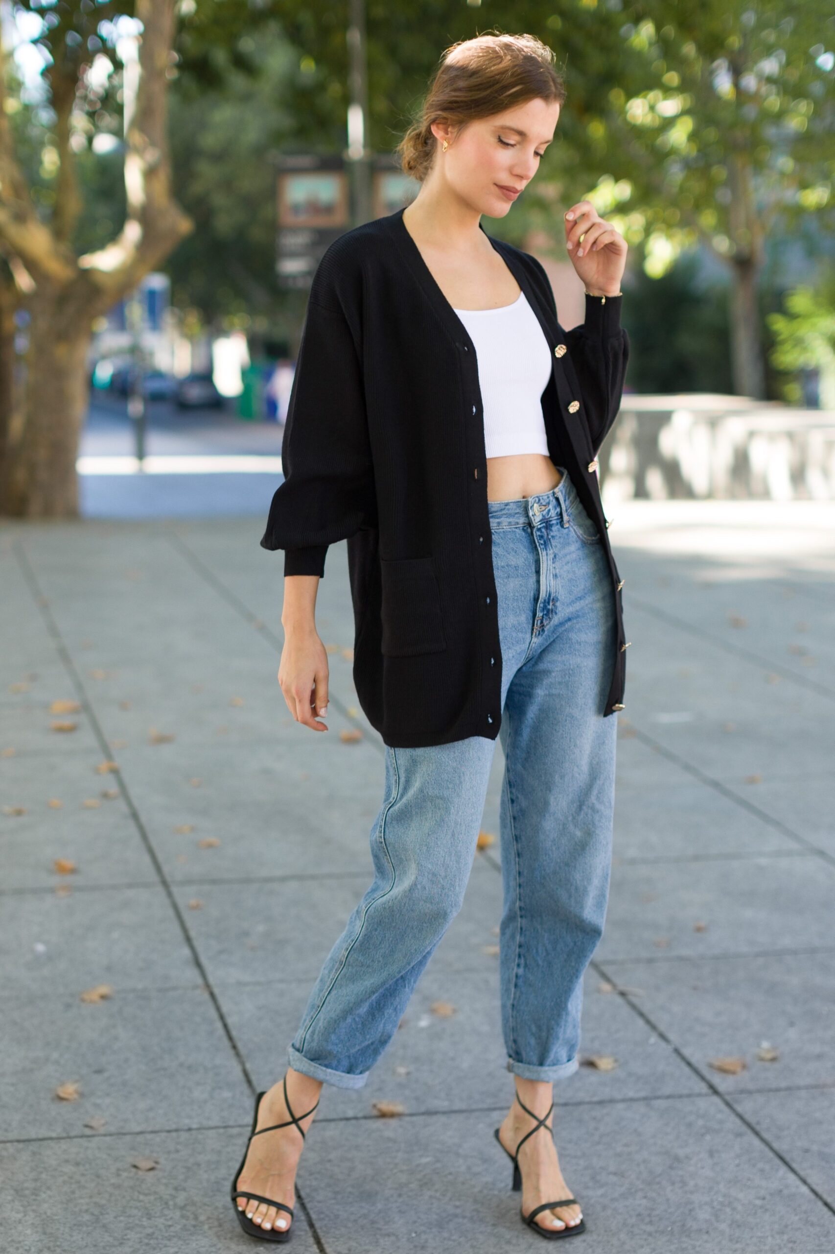 chaqueta punto botones negra chaqueta punto botones negra