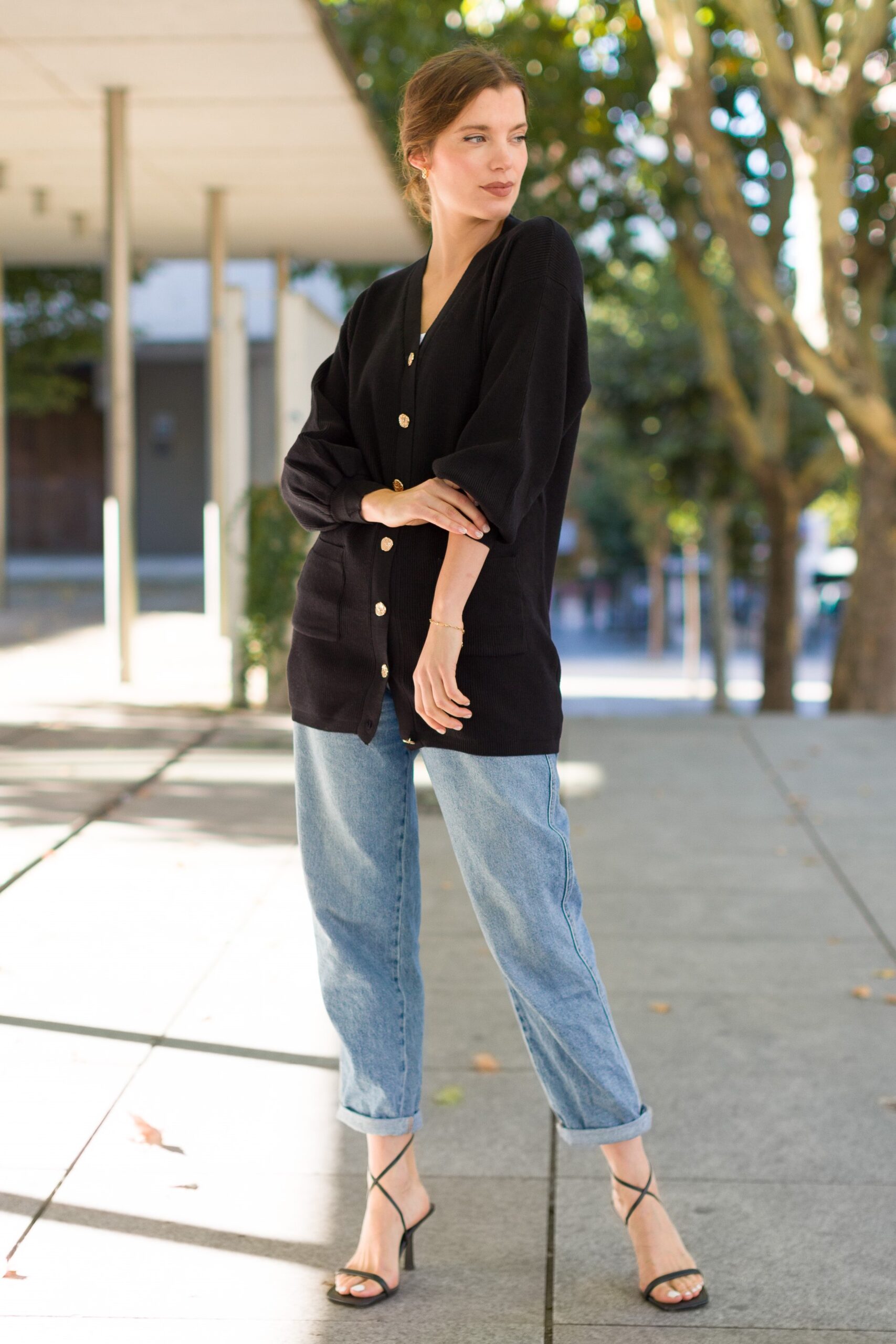 chaqueta punto botones negra chaqueta punto botones negra