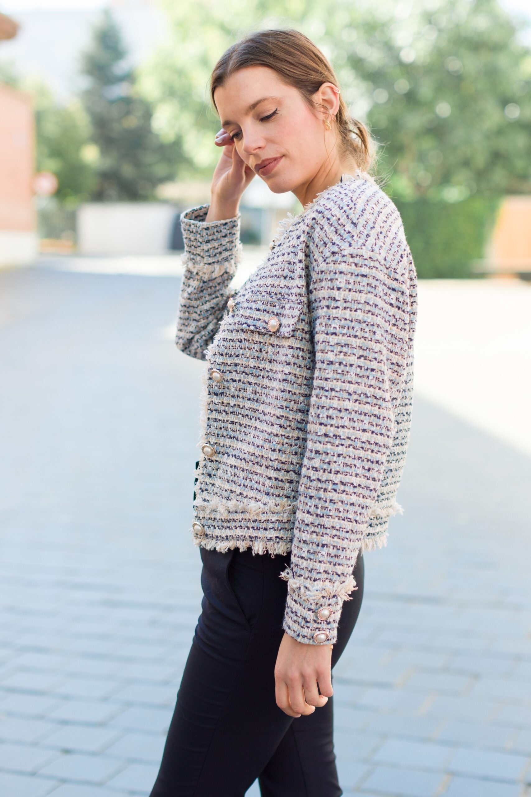 chaqueta tweed bolsillos chaqueta tweed bolsillos