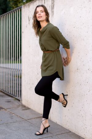 vestido camisero cuello mao