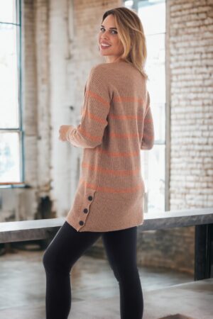 jersey punto largo rayas marrón