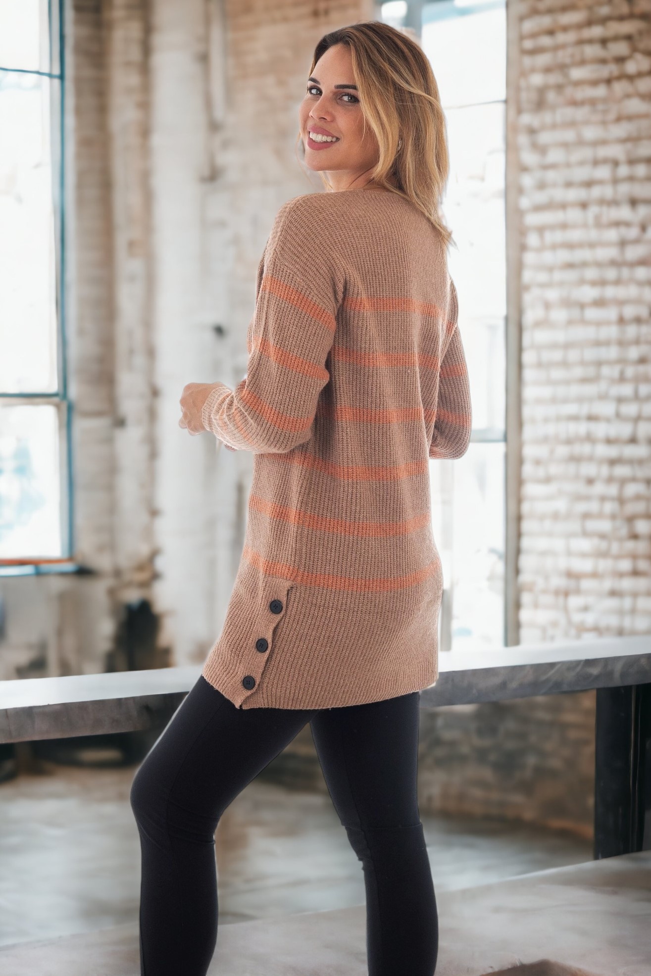 jersey punto largo rayas marrón jersey punto largo rayas marrón