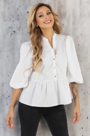 blusa volantes blanca