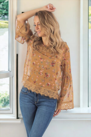 blusa estampado floral manga larga