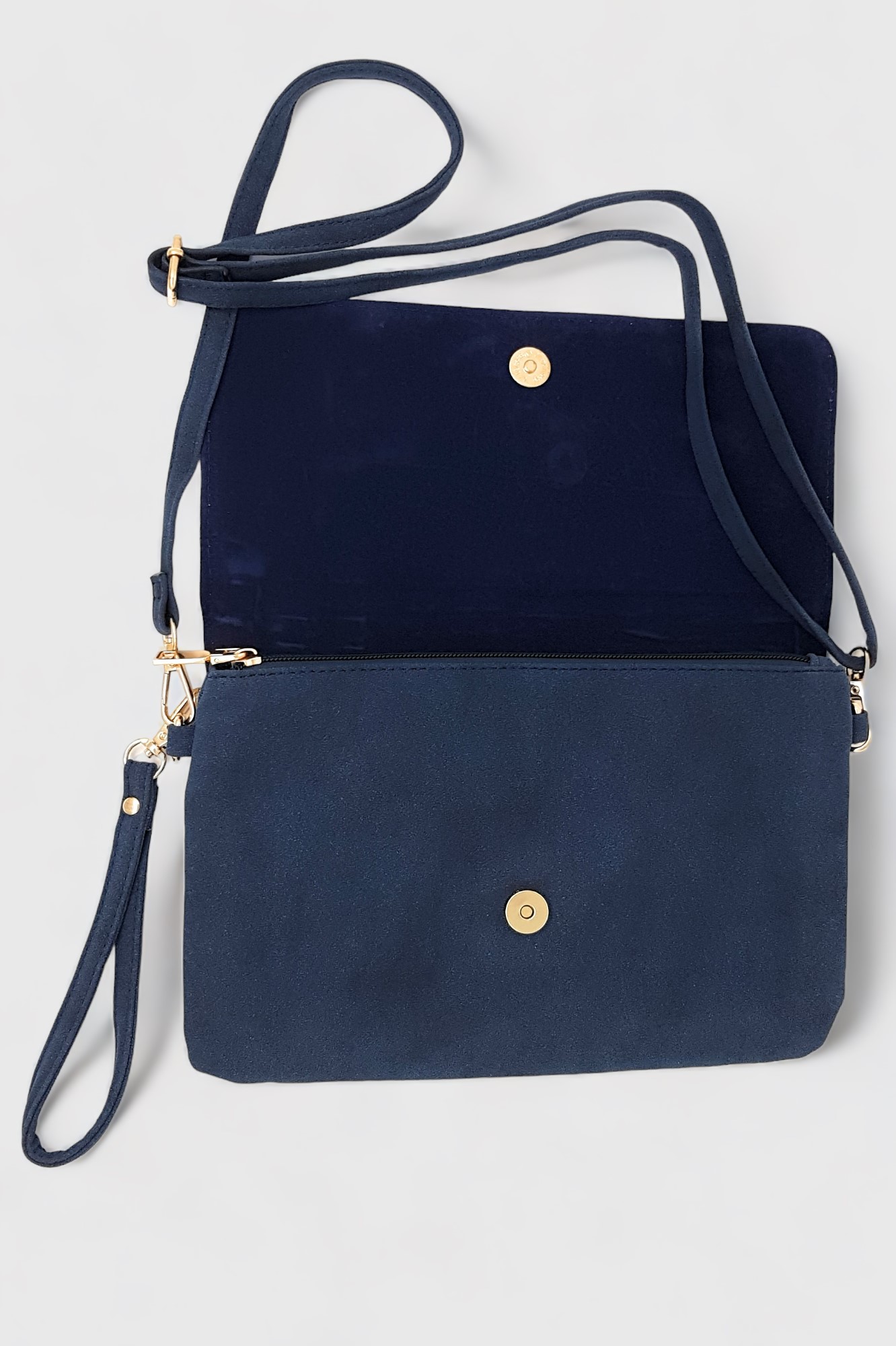 bolso efecto ante azul con flecos bolso efecto ante azul con flecos