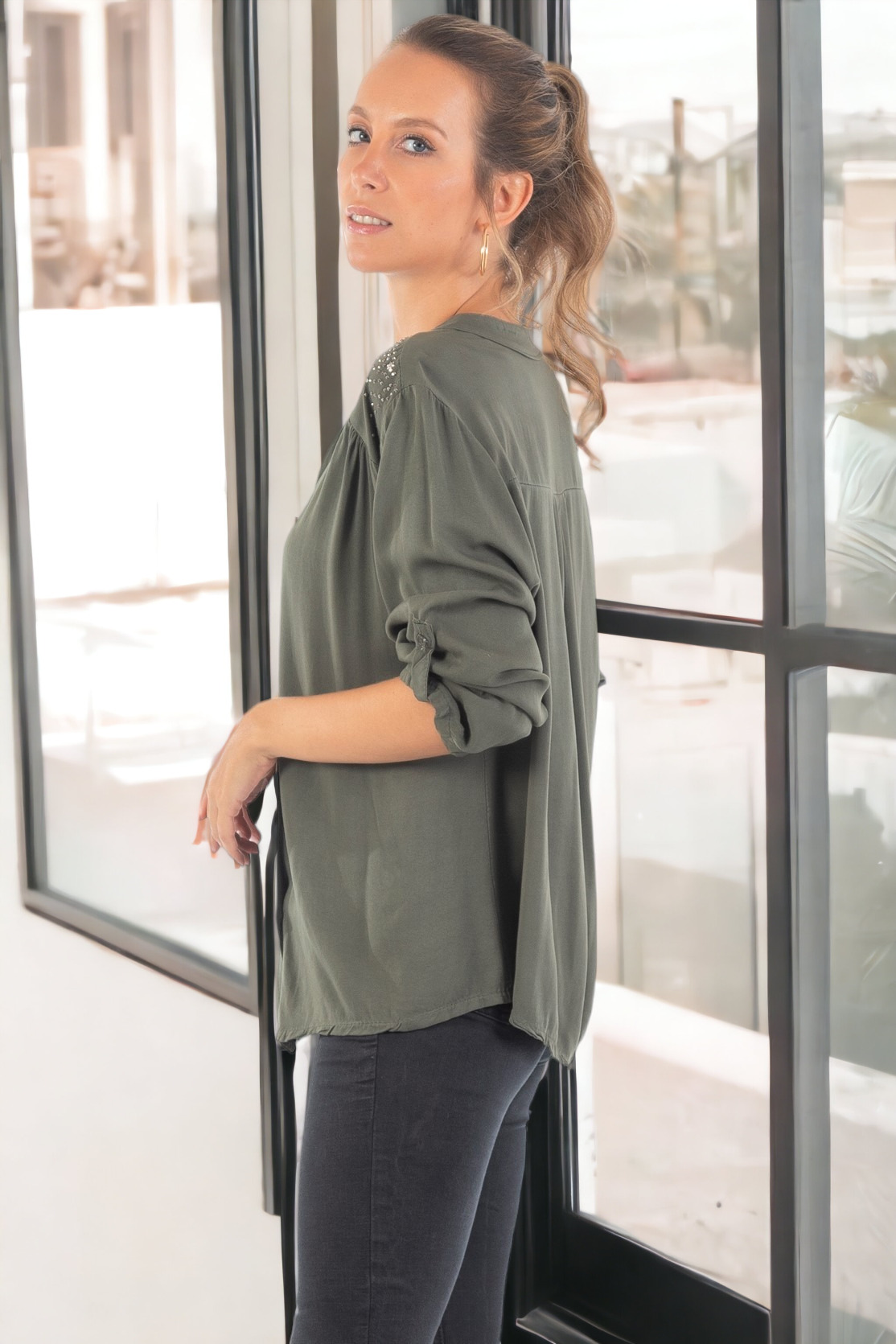 camisa fluida verde camisa fluida verde