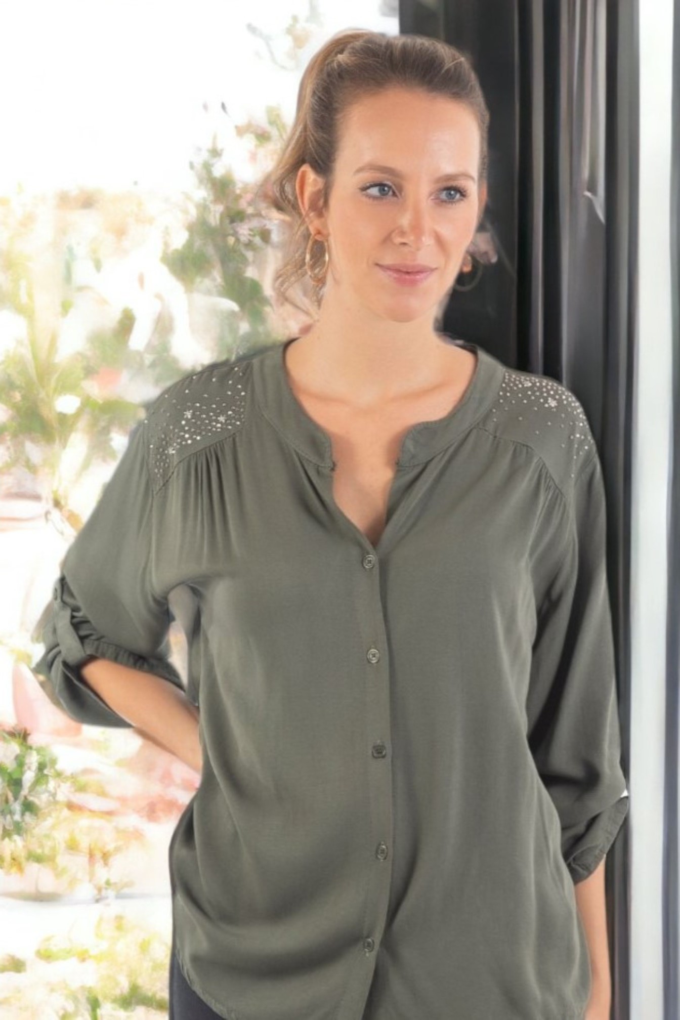 camisa fluida verde camisa fluida verde