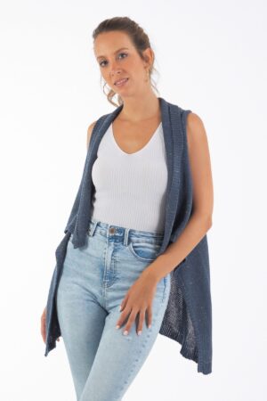 Home chaleco largo punto asimétrico