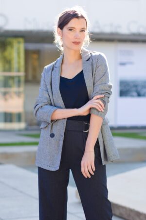 chaqueta espiga gris mujer