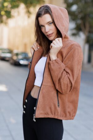 Home chaqueta capucha efecto ante