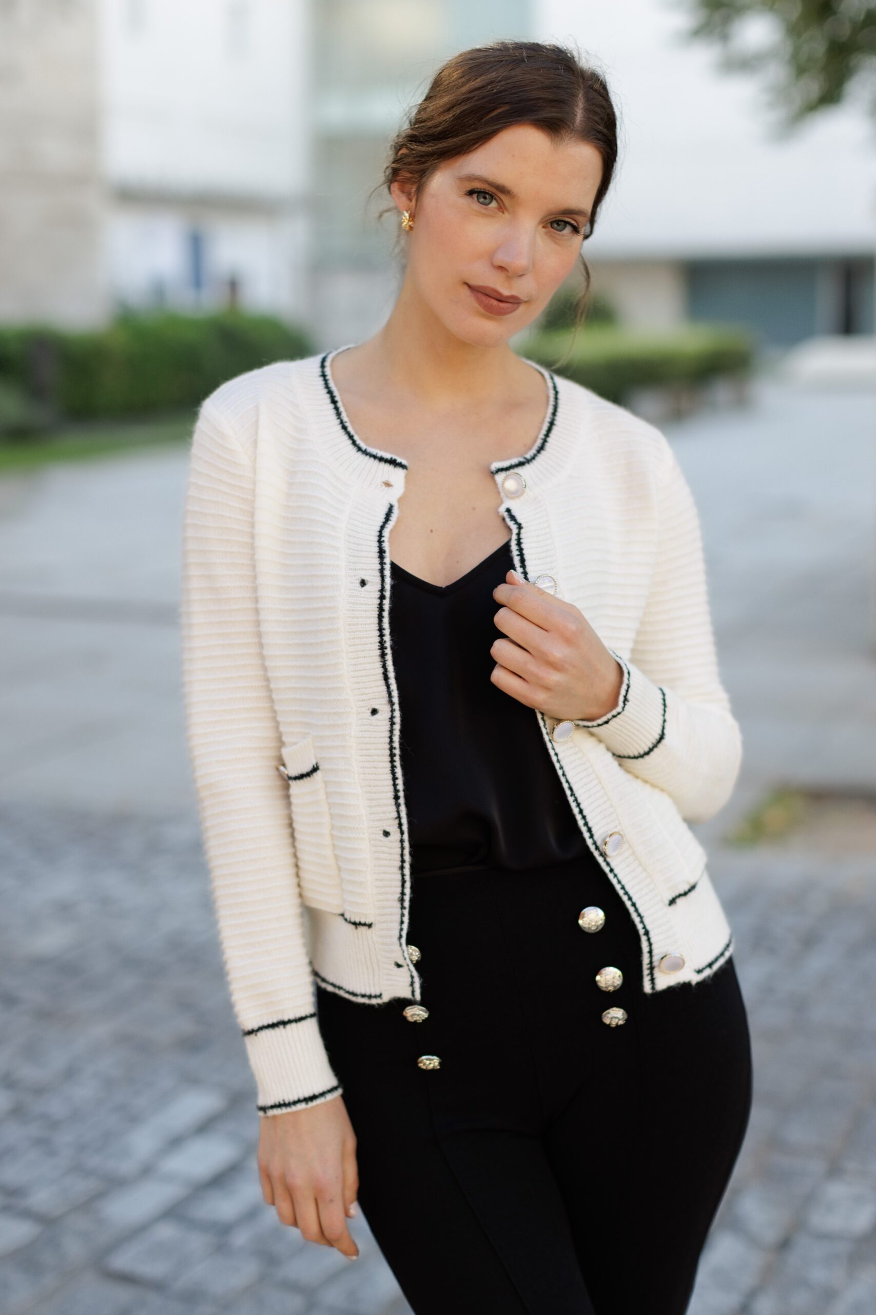 chaqueta punto detalle contraste chaqueta punto detalle contraste