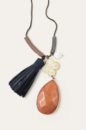 Home collar largo piedra ámbar mujer