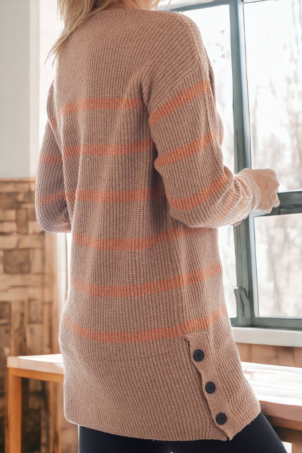 jersey punto largo rayas marrón jersey punto largo rayas marrón