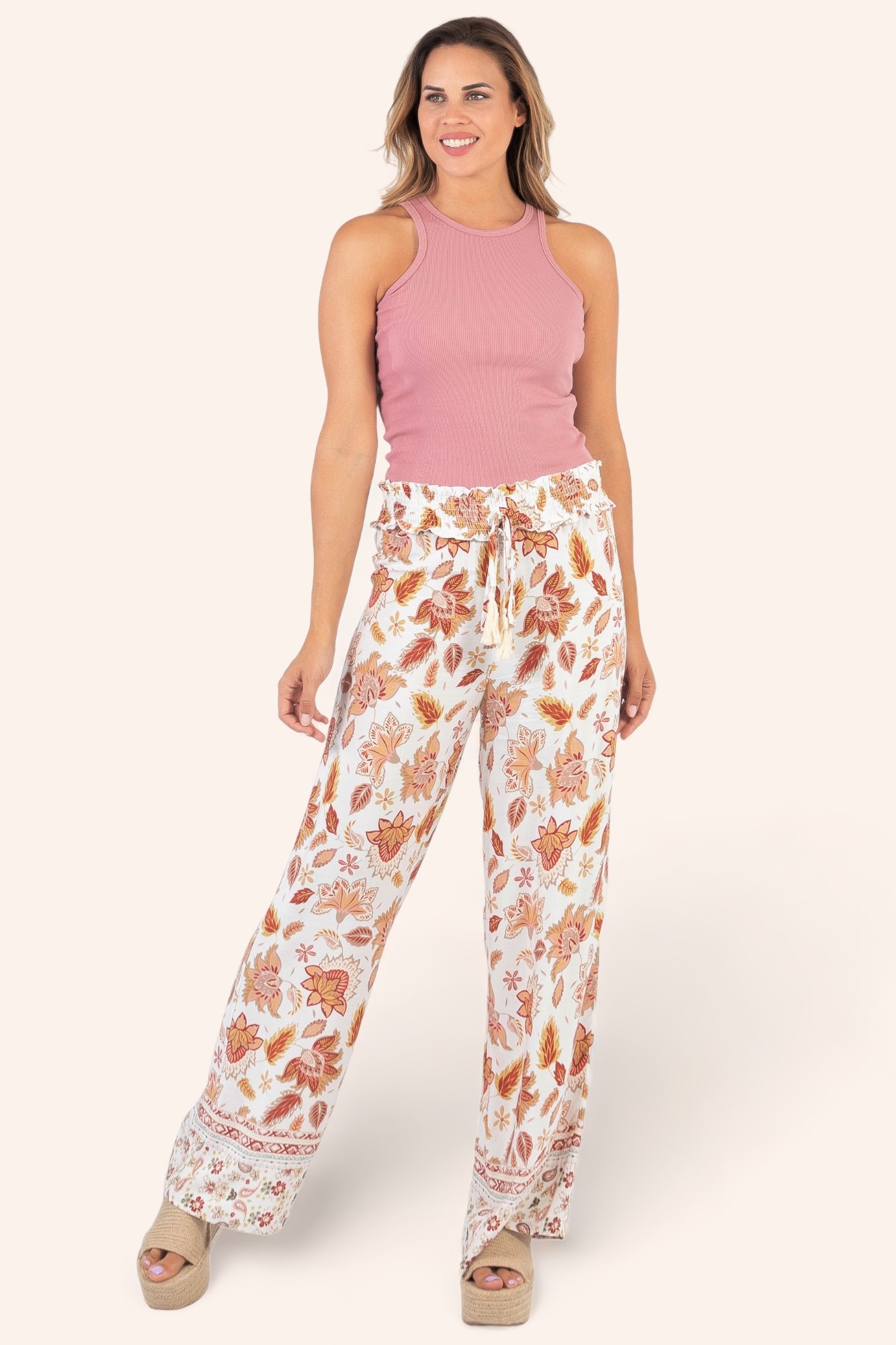 pantalón fluido estampado pantalón fluido estampado