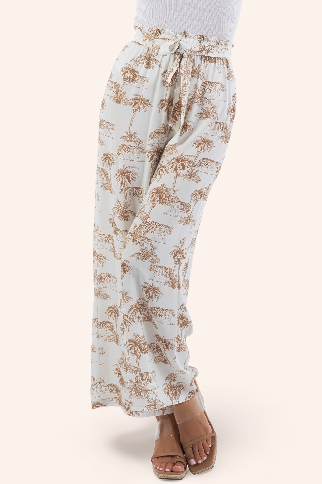 pantalón fluido estampado safari pantalón fluido estampado safari