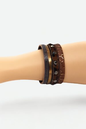 Home pulsera cuero marrón imán mujer