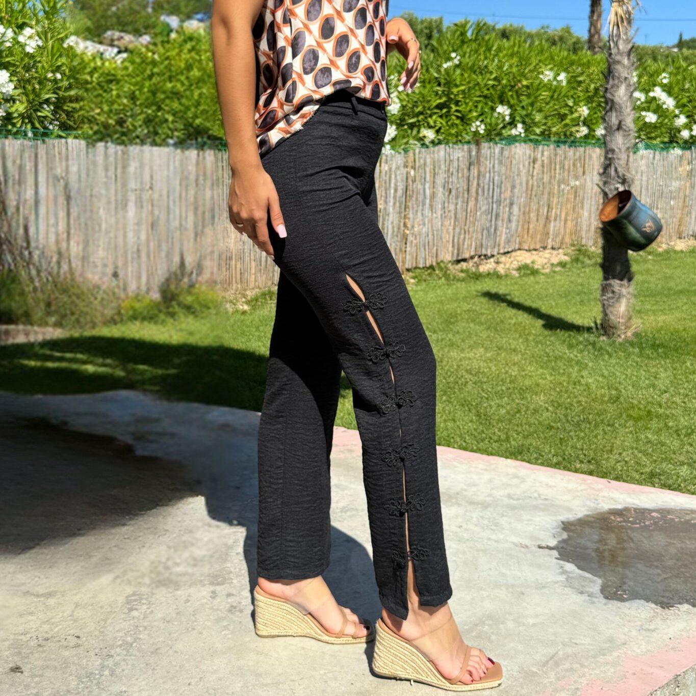 pantalón lino detalles