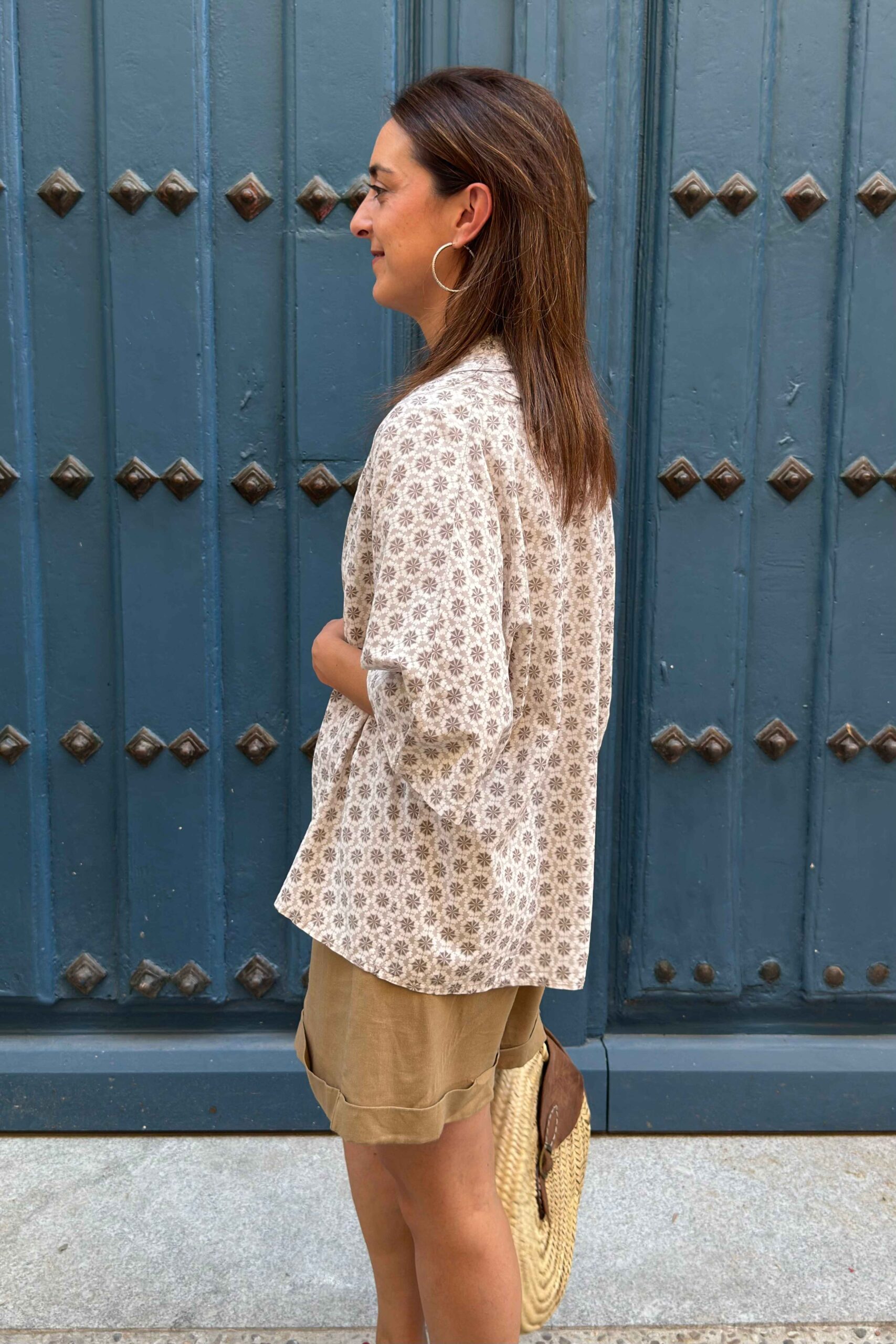 kimono corto estampado beige topo kimono corto estampado beige topo