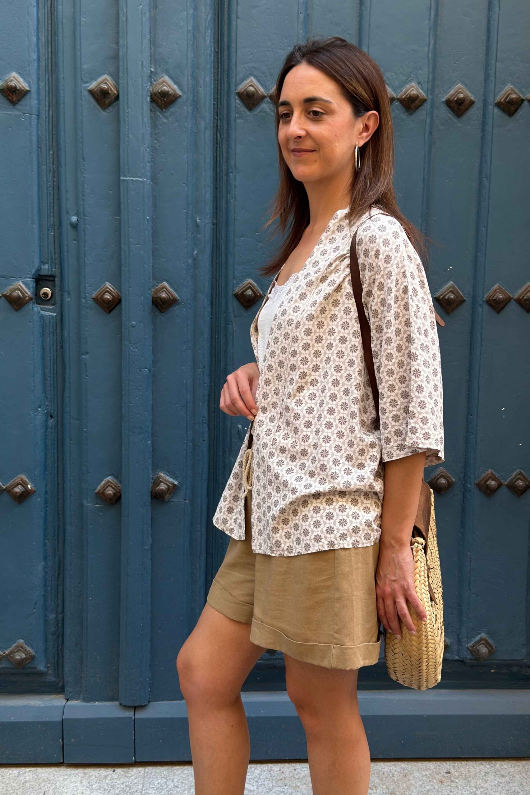 kimono corto estampado beige topo kimono corto estampado beige topo