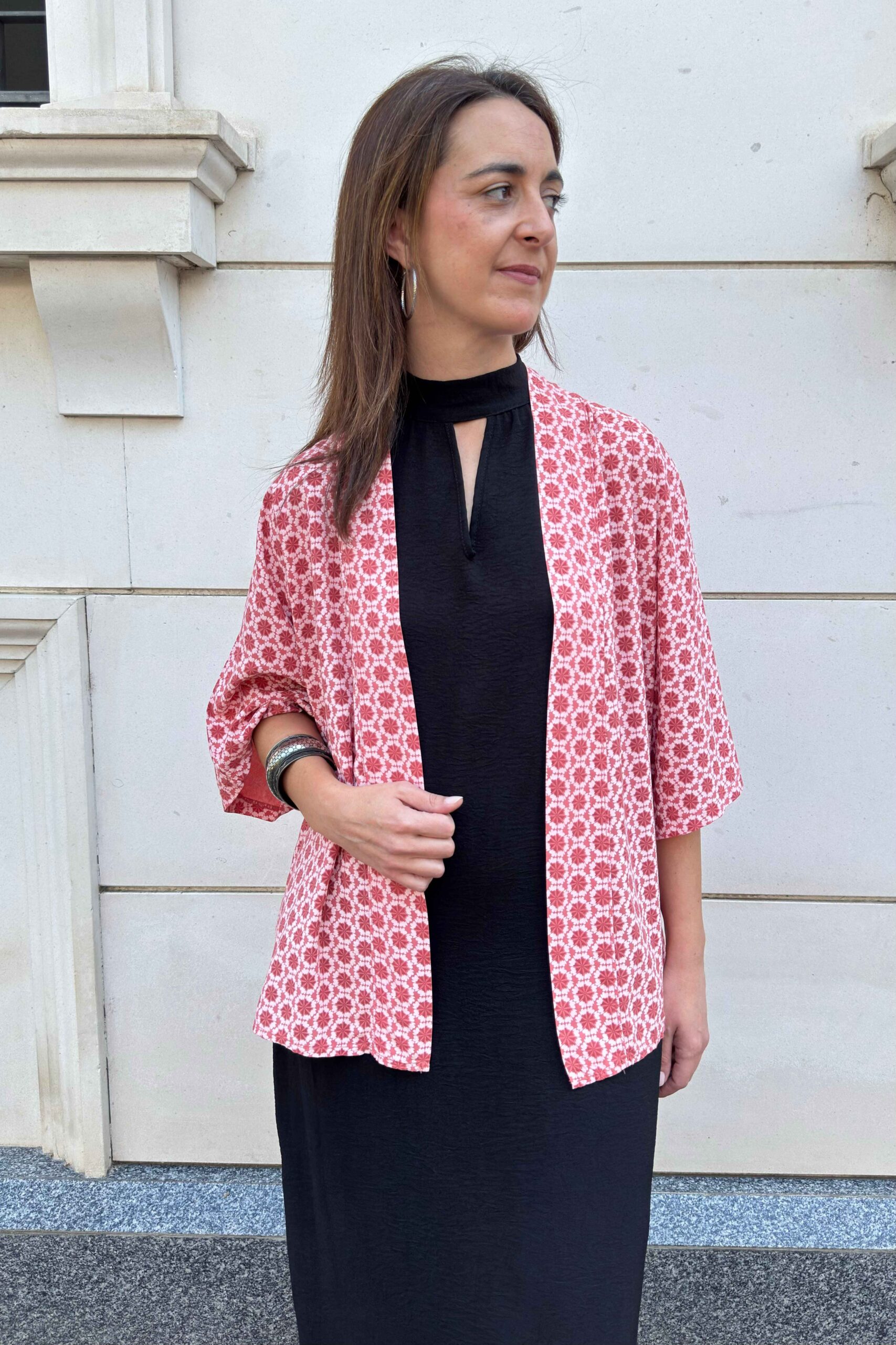 chaqueta kimono corto estampado rosa chaqueta kimono corto estampado rosa