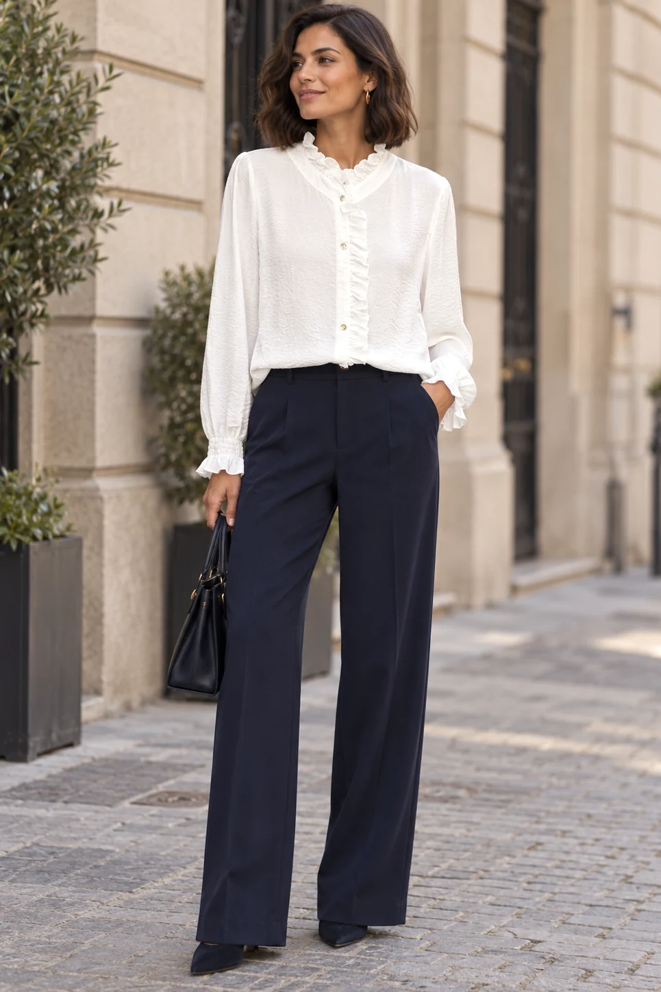 blusa blanca volantes mujer mers style 01 Blusa blanca con volantes para mujer de Mer's Style